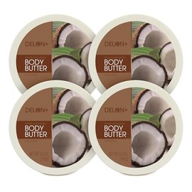 DELON Intense Moisturizing Body Butter, Coconut with Coconut Oil, 6.9 oz (Pack of 4)