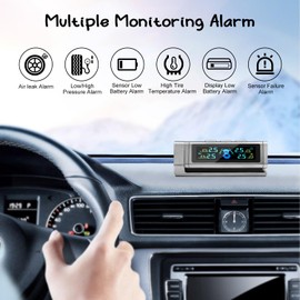 Rechale RV Tire Pressure Monitoring System with Solar Charge & LCD Display - [2025 Newly Upgraded] TPMS with Advanced 5-Alarm Modes, Precise 0-87 PSI Detection, Easy Installation