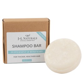 J&L Naturals Sulfate-Free Solid Shampoo Bar - Zero Waste - All Hair Types - Made in US, Plastic Free, Vegan, Cruelty-Free, Sustainable Hair Care (Growth (Peppermint & Rosemary), Single Bar)