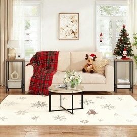 HOOBRO Tall Side Table, Industrial End Telephone Table with Adjustable Mesh Shelves, for Living Room, Bedroom, Entryway, Office, Rustic Brown and Black BF03DH01