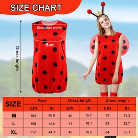 WELLXUNK Ladybird Costume Women, Ladybird Costume for Adults, Fancy Dress Costumes Women's Ladybird Costume with Headband, Leg Sleeves and Wings for Carnival Fancy Dress Cosplay