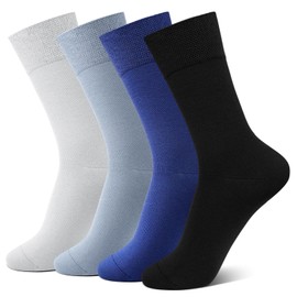 ZAKASA Men's Bamboo Business Socks: Plain Comfortable Casual Seamless Socks Women Moisture Wicking Soft Top for Office UK 8-11 Classic 4 Pairs