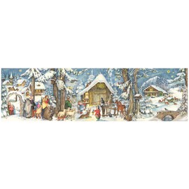 Nostalgischer Adventskalender aus Papier mit Bildern und Glimmer für Kinder und Erwachsene "Weihnachten mit den Tieren"