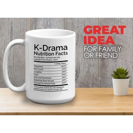 Bubble Hugs Korean Addict Mug White 15oz - Korean Dramas Nutrition Facts - Drama Lover Kpop Fan Korean Enthusiast Bestie