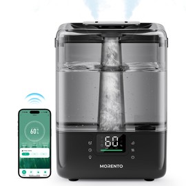 MORENTO Smart Humidifiers for Bedroom Large Room Home, 6L Cool Mist Top Fill Humidifier with Essential Oil Diffuser, Smart App & Voice Control, for Nursery & Plants, Black, 1 Pack + 7 Color NightLight