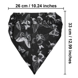 Floral Elastic Hair Scarf Headband - 3 PCS Chiffon Head Kerchief Headband Print Floral Hair Scarves with Hair Clips Kerchief Head Scarf Hair Bandanas for Women(butterfly print (white/blue/black))