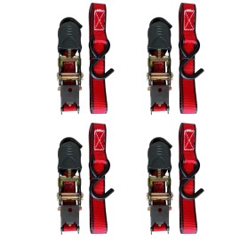 Everest 4 PK Ratchet Tie Down Straps 1in x 10ft 1200LBS Break Strength 400LBS Work Limit