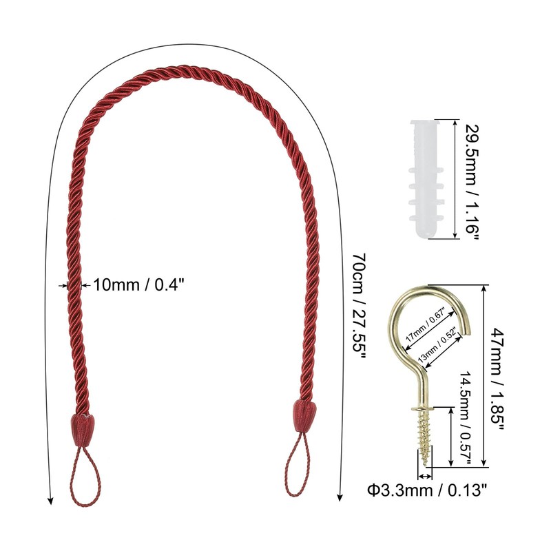 PATIKIL Curtain Tiebacks Ropes, 2 Pack Decorative Tie Backs Braided