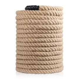 Roopeem Jute Rope (1 in x 50 ft) 100% Natural Thick Hemp Rope Twisted Jute Rope 50 Feet 1 Inch 4 Ply Manila Rope Cord for Crafts, Cat Tree, Home Decorative Landscaping Hanging Swing Rope