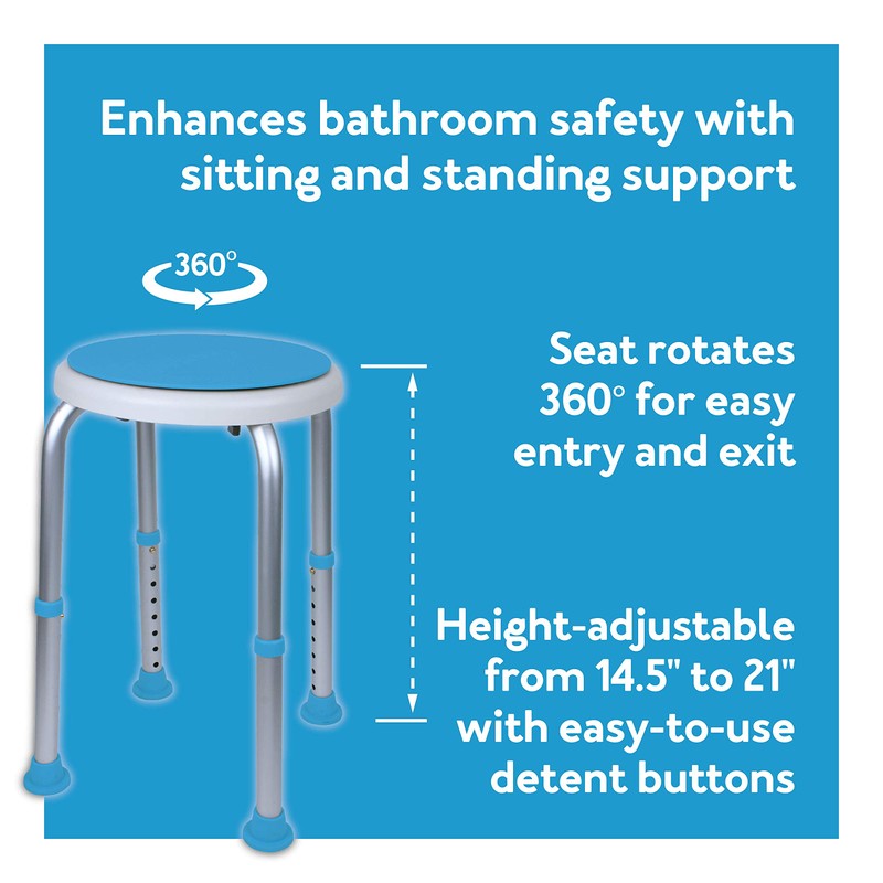 Carex Swivel Shower Stool With Padded Seat, Shower Seat For