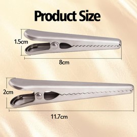 Pack of 8 Sealing Clips Stainless Steel Clips for Bags, Available in Two Different Sizes (2 x 8.5 cm / 2.5 x 12 cm) Multifunctional Alligator Clips for Food, Coffee, Bread