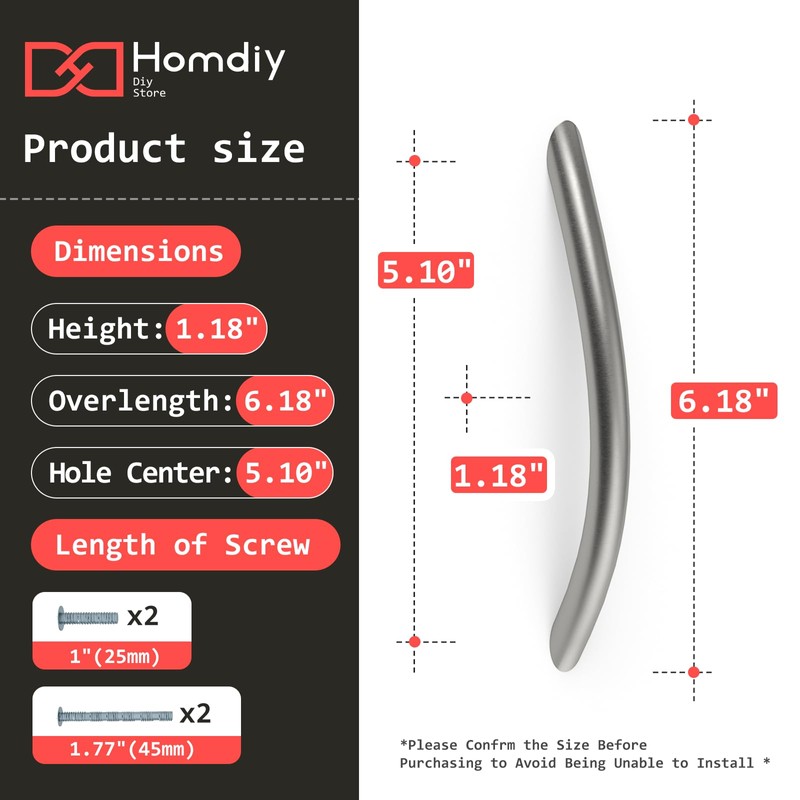 homdiy 10 Pack Brushed Nickel Cabinet Pulls 5 Inch Solid