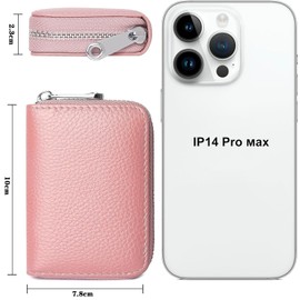 NASEBEMU Women's Card Case, Passbook Case, Credit Card Case, Wallet, Mini Wallet, Large Capacity, Coin Purse, Men's, Prevents Skimming, Business Card Holder, Card Storage, PU Leather, Black, Pink,