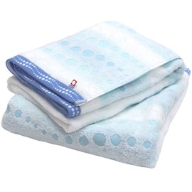 Imabari Towel, Certified, Bath Towel, Hiorie, Geometric Jacquard, Claire, Set of 2, Blue, Made in Japan, Imabari Brand, Quick Drying, 100% Cotton, Polka Dot Pattern
