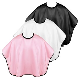 Josojoou 3PCS Makeup Capes Waterproof Medium Length Barber Cape，Salon Cape with Adjustable Neckline for Makeup Artist Hair Salon (Black, White and Pink)