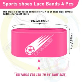 Patelai 4 Pcs Soccer Cleat Lace Cover Soccer Shoe Band Soccer Shoe Cover Soccer Cleat Bands Youth Adult for Soccer Season(Pink, Youth)