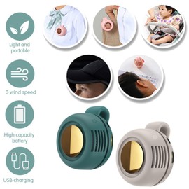 Cowenhey Portable Bladeless Fan, 3 Speed Silent Mini Whirlwind Fan, Hands-Free Wearable with Waist Clip for Office/Travel/Outdoor, USB Rechargeable Personal Cooling (White)