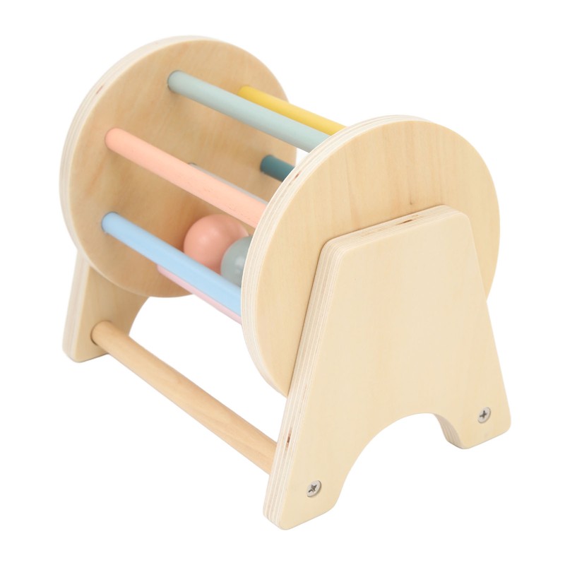 Wooden Rattle Rolling Drum Logic Thinking Hand Eye Coordination Safe