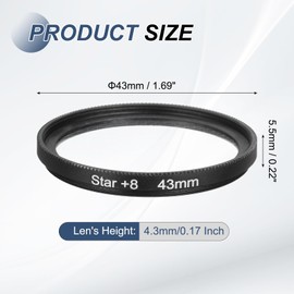 PATIKIL 43mm Star Filter, 8 Points Starburst Len Filter Variable Twinkle Effect Ultra Slim Optical Lens for Nikon and Other DSLR Cameras Holiday, Black