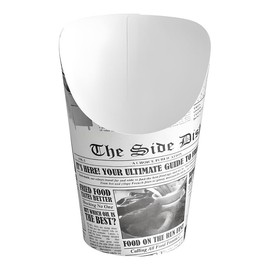 OCS Parts 50-Pack Disposable Charcuterie Cups | Newsprint | 4.75-Inch Grease Resistant Holders for French Fries, Appetizers, Desserts and Snacks