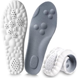 Plantillas de zapatos deportivos 3D, plantillas de pies para fascitis plantar, plantillas de arco de absorción de impactos, para deportes, correr, escalar, desodorante, suave, transpirable(XL (Hombres 11-12/Mujeres 12-13), Gris)