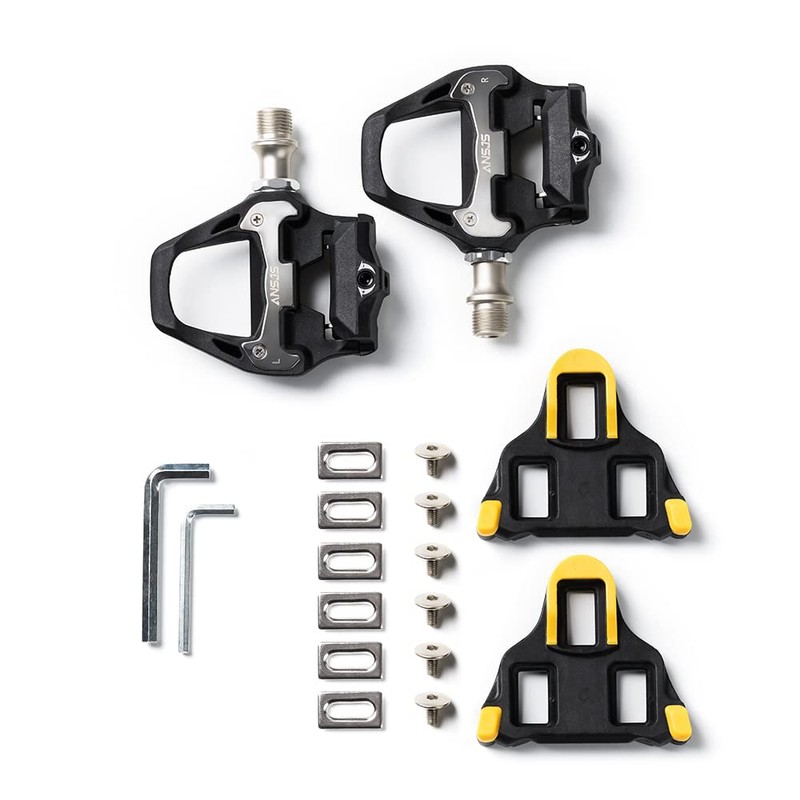 ANSJS Road Bike Pedals, Lightweight Clipless Bike Pedals with Cleat