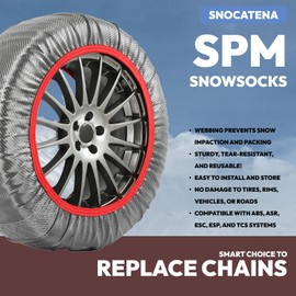 SNOCATENA Pro Series Snow Socks for Tires, Tire Socks for Cars, Pickups, SUV, and Trucks, Alternative to Tire Chains, Snow Traction Device, Winter Emergency Accessory,Pack of 2