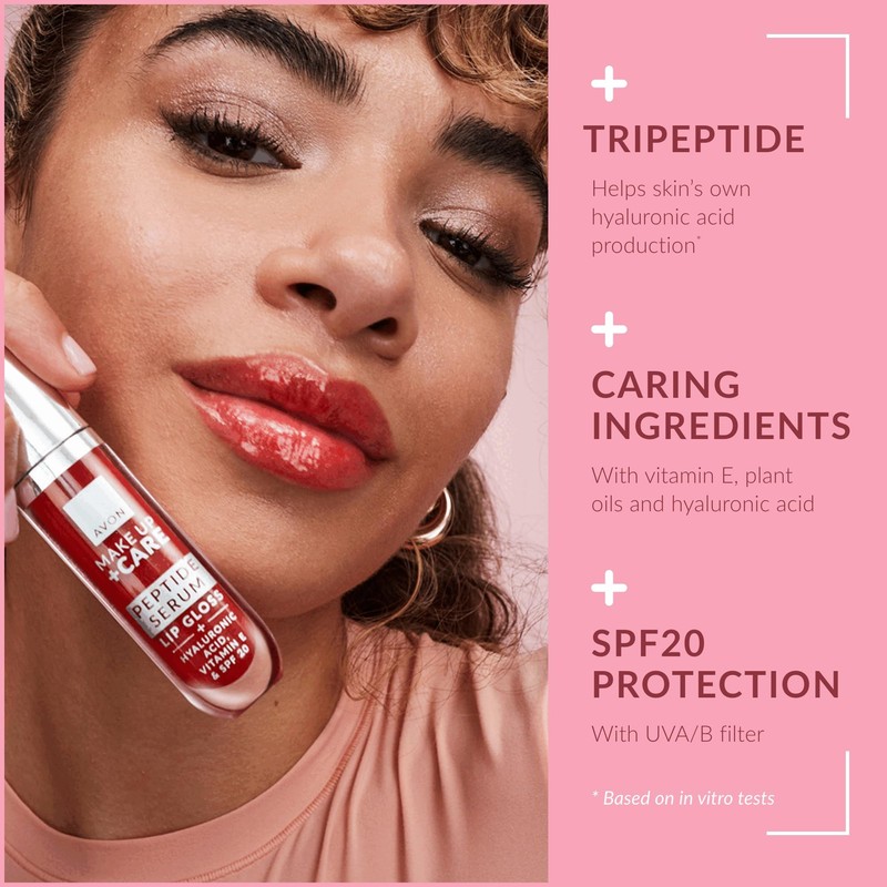Avon Lip Gloss with Peptide Serum, Hydrating and Plumping with