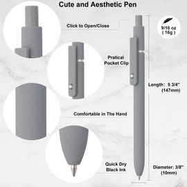 LINFANC 12 Pack Cute Gel Pens, Retractable Quick Dry Gel Ink Pen, Fine Point 0.5mm Black Ink Rolling Ball Gel Pens, Smooth Writing Aesthetic Pens for Home School Office Supplies (LF6061)