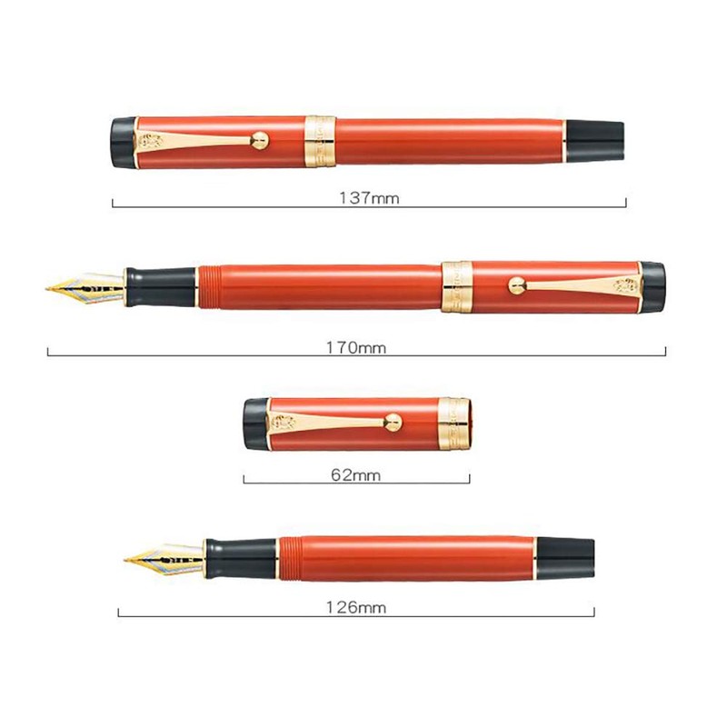 Jinhao - Pluma estilográfica clásica naranja rojo celuloide, punta mediana