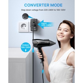 220V to 110V Travel Voltage Converter, VINTAR 2000W International Universal Voltage Converter US to Europe Adapter with 4 USB Ports (2 USB C), Step Down Power Converter Adapter Combo for EU UK US AUS