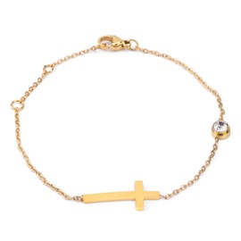 Gold Cross Bracelet for Women, Adjustable Gold Cross Bracelet Dainty Cross Bracelet Confirmation Gift Gold Chain Link Bracelets Religious Jewelry Bracelets Gifts for Women