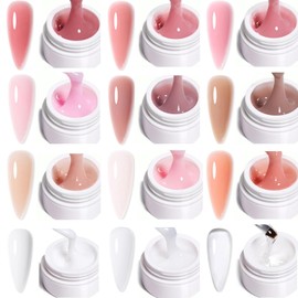 BUTBU Salon Builder Gel for Gel Nails, UV Gel for Nail Extension & Modeling, Acrylic Gel, Builder Gel for Nails, with Paper Holder, Grinding Rod, for Nails Extensions, Strengthens Protects, Pack of 12