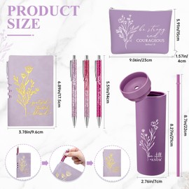 Funnymoom 6 Pcs Christian Gift for Women Includes Bible Religious Notebook and Pens Set Be Still and Know Tumbler Be Strong and Courageous Makeup Bag Scripture Faith Gift for Women Christmas Present