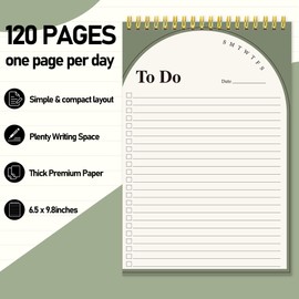 JOYMIA To Do List Notepad - 120 Pages Daily Planner Notepad Double Side Use To Do List Notebook Planner, 6.5" X 9.8" Task Planner Organizer with Checklist for Productivity Aesthetic Green