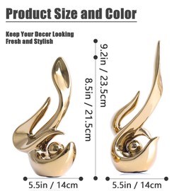 XMGZQ Mid Century Modern Abstract Art Home Decor Accent,Porcelain Statues for Living Room Coffee Table Centerpieces for Dining Room,Ceramic Sculptures and Gold Knick Knacks for TV Stand Decor (Gold)