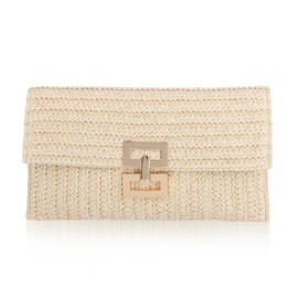 Jywmsc Straw Clutch Purses for Women Summer Beach Bag Woven Purse Wicker Rattan Envelope Clutch for Wedding, beige