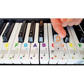 Piano Keyboard Stickers for 88/61/54/49/37 Key, Bold Large Bright Letters Piano Stickers for Learning, Removable Piano Keyboard Letters, Notes Label for Beginners, Multicolor