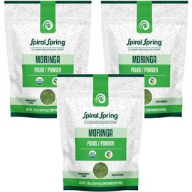 Moringa en Polvo 200g 100% Natural Pura y Orgánica - Superfood Verde Origen Vegetal, Sabor Herbal -Prepara Smoothies o Jugos. (3 Pzs)