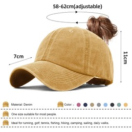 Tuopuda Baseball Cap Women's Horsetail Cap Retro Ponytail Cap Vintage Baseball Cap Ponytail Outdoor Baseball Caps Sports Leisure Adjustable Baseball Cap Sun Hat Peaked Cap, yellow