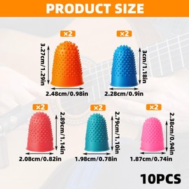 10PCS Rubber Finger Protectors Rubber Thimbles Rubber Finger Thimblettes Fingers Tip Pads Thimble Grips Reusable Protector for Money Counting Collating Writing Sorting Task and Sport Games 5 Colors