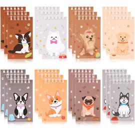 Waenerec 24 Pieces Mini Notebooks Dog Party Favors Cute Puppy Pet Spiral Pocket Notepads Animal Dog Themed Birthday Party Supplies for School Teacher Kids Classroom Reward Gift