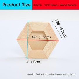 MEEDEN Hexagon Wood Canvas Panels: 3/4" Deep Wooden Canvas Panels - 4-Pack Cradled Wood Art Boards for Pouring Art, Crafts, Painting (4x4.6 inches)