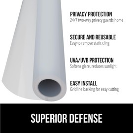 Gorilla Guard Window Privacy Film, Removable Two Way Sun Blocking, Reusable No Residue Stickers, Strong Static Clings to Glass Windows, Decorative Bathroom Door Coverings, 17.5 x 78.7 Inch, Frosted