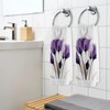 ALAZA Purple Tulip Flower Bathroom Hand Towels Set of 2