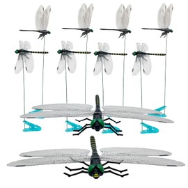 8 Pack Dragonfly Clip Dragonfly Clips Black Dragon Fly Hat Clip Artificial Realistic 3D Dragonflies Garden Stakes Decor for Indoor Outdoor (4 Dots+4 Stripes Dragonfly)