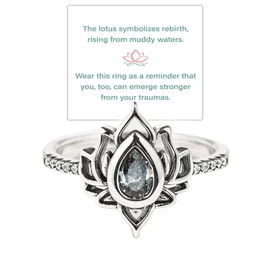 FCK MY TRAUMA LOTUS RING For Women Lotus Flower Inspirational Ring Unique Lotus Ring Reminds You to Let Go of Your Trauma in a Playful Way No Mud No Lotus Ring To Sorority Best Friends Motivational CZ
