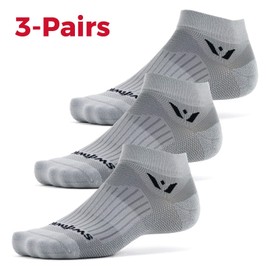 Swiftwick- ASPIRE ONE (3 Pairs) Running & Cycling Socks, Breathable, Compression Fit (Pewter, Small)