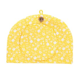 Stylish Scandinavian Style Tea Co-Made in Japan 100% Cotton Teapot Cover, Yellow Garden, Artisanal Technique, Sachiko Kawashima, Made in Japan
