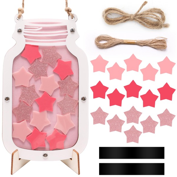 Pink Reward Incentive Jar, Anglecai Stars Incentive Jar for Classroom
